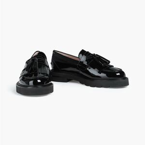 Stuart Weitzman Glossy Black Tassel Loafers
